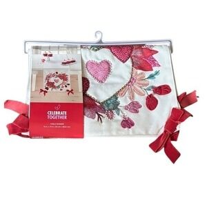 Celebrate Together Embroidered Beaded Heart Table Runner Valentines 13"x 72" NEW